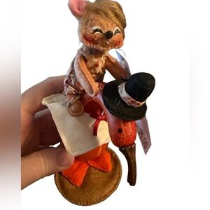 🧡 Annalee 2021 “GOURDgeous Goose & Friend” Mouse Figurine – 3” Fall Collectible